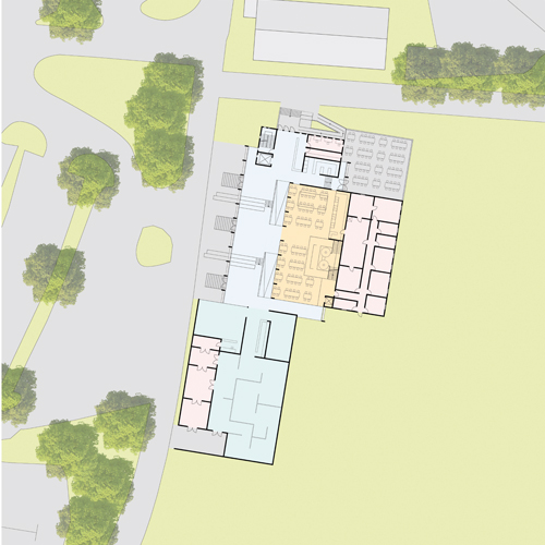 Wettbewerb für ein neues Eingangsgebäude zum Freilicht-Museum Glentleiten Grundriss Erdgeschoss zum Wettbewerb "Eingangsgebäude zum Freilicht-Museum Glentleiten"