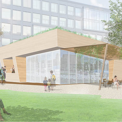 Offener, hochbaulicher Realisierungswettbewerb „Drei Gemeinschaftshäuser für die HafenCity“ in Hamburg Isometrische Ansicht zum Wettbewerbsentwurf "Drei Gemeinschaftshäuser für die HafenCity in Hamburg"