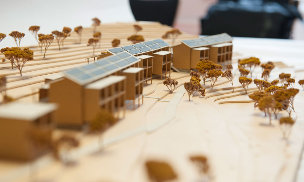 Graf Architekten Stuttgart - Studie - Wohnen für Flüchtlinge im Holzbau - Modellansicht von Nord-Westen