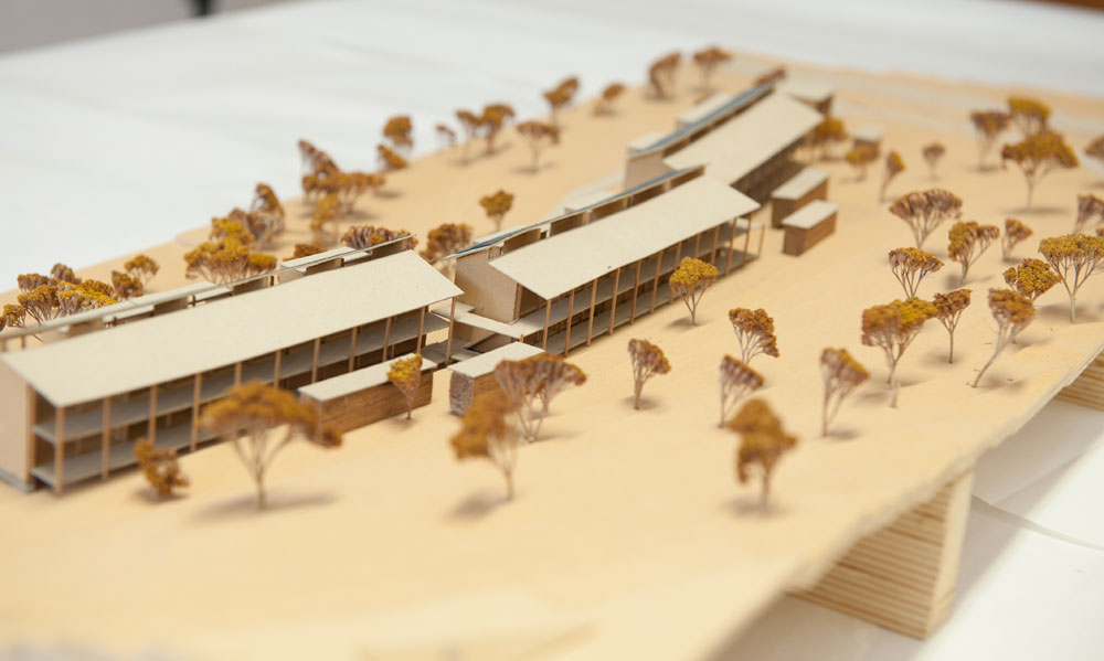 Graf Architekten Stuttgart - Studie - Wohnen für Flüchtlinge im Holzbau - Modellansicht von Osten